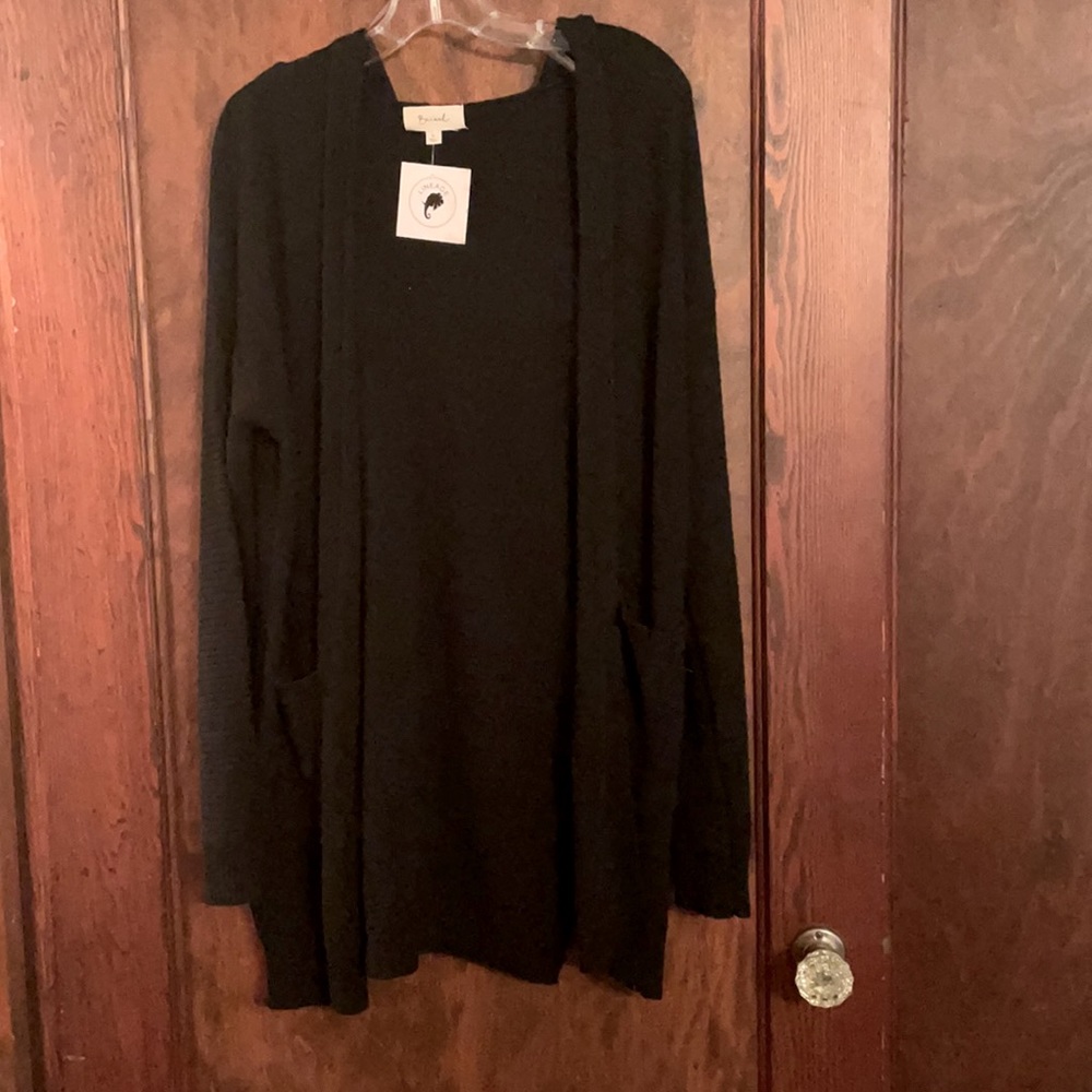 Black hooded cardigan
